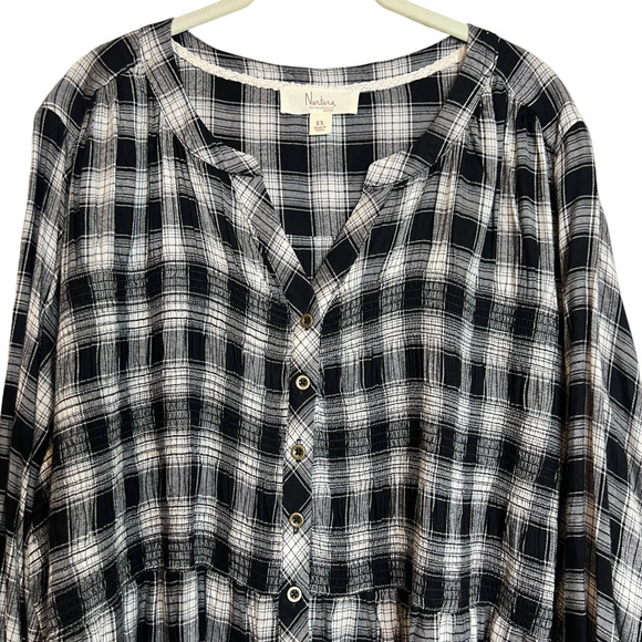 Nurture by Westbound Plus Size Woven Long Sleeve Blouse 2X Button Front Black - Picture 2 of 9